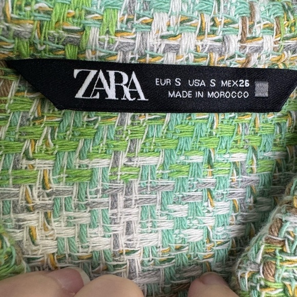 Zara cropped green tweed jacket size small - Picture 2 of 6